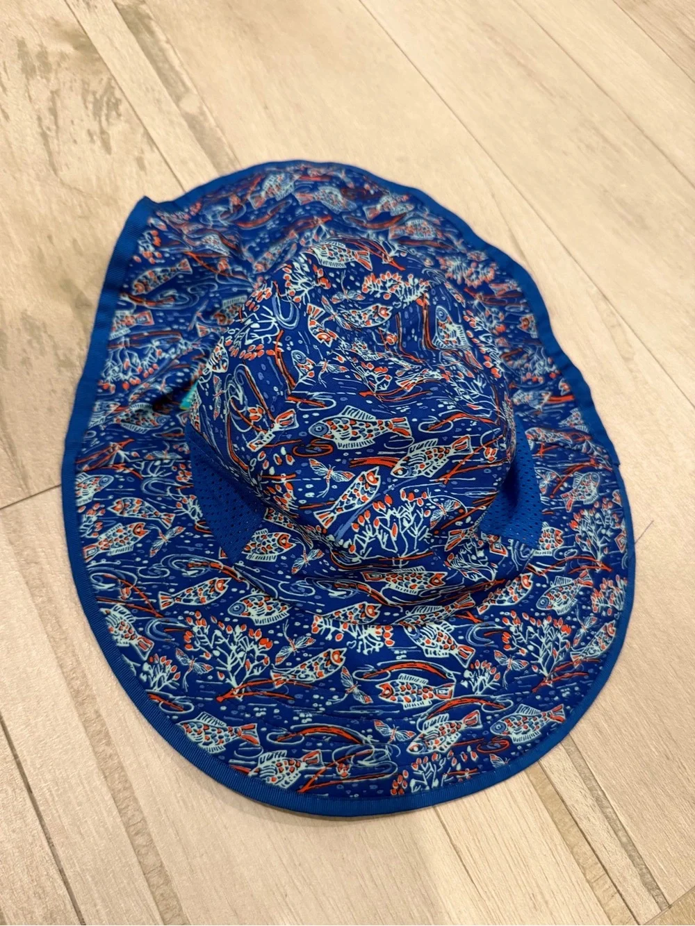 Sunday afternoons Kids Blue Fish Print Sun Hat